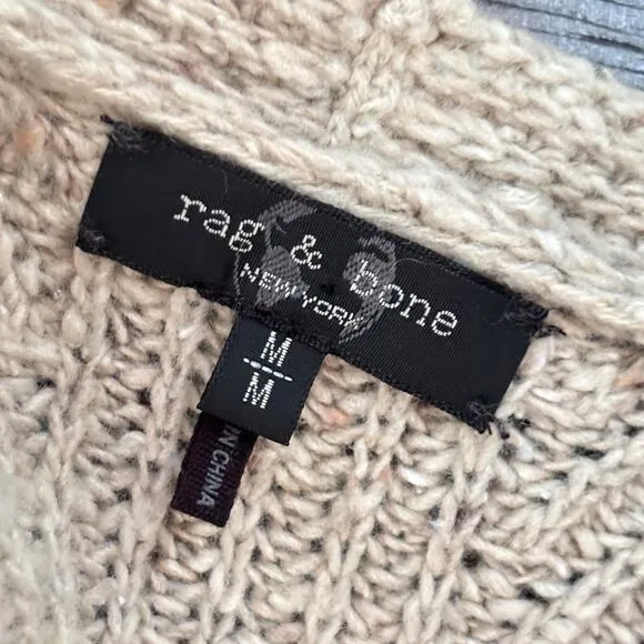 Women's Rag &amp; Bone Eco Donegal V-Neck Sweater, Slouchy Relaxed Grandpacore | M