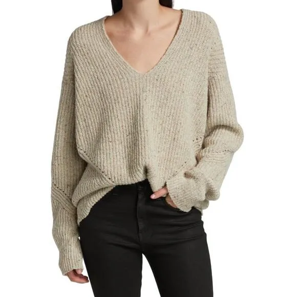 Women's Rag &amp; Bone Eco Donegal V-Neck Sweater, Slouchy Relaxed Grandpacore | M