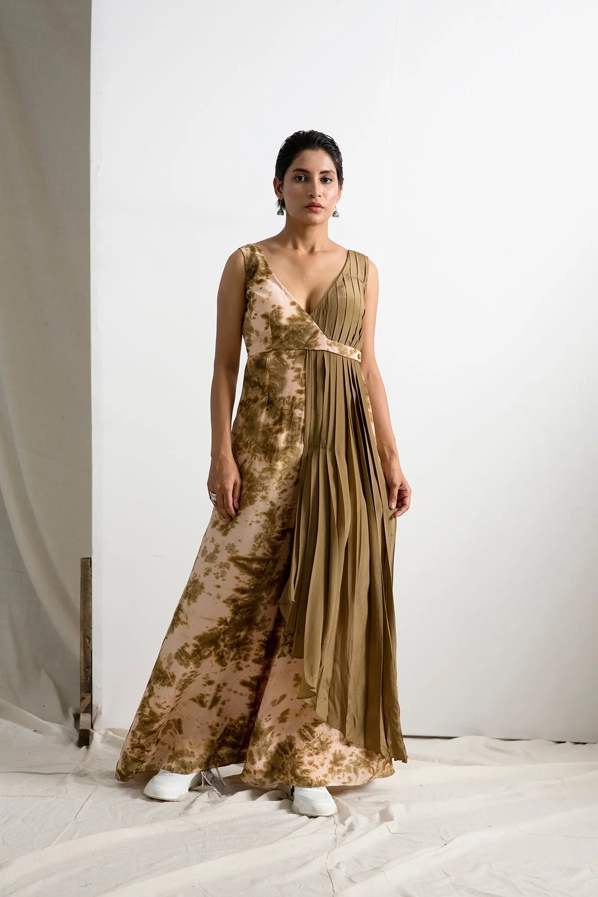 Zaila - Tie & Dye Draped Jumpsuit Saree