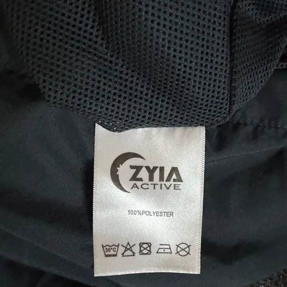 ZYIA ACTIVE Rainbow Stripe Athletic Windbreaker Jacket Size XL Navy Blue Outdoor
